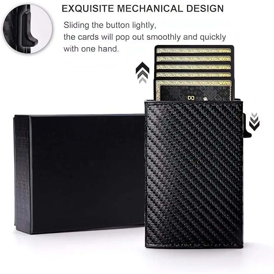 Men'S Slim Wallet Card Holder PU Leather RFID Blocking Bifold with ID Window & Cash Slot Ergonomic Design for 9-14 Cards