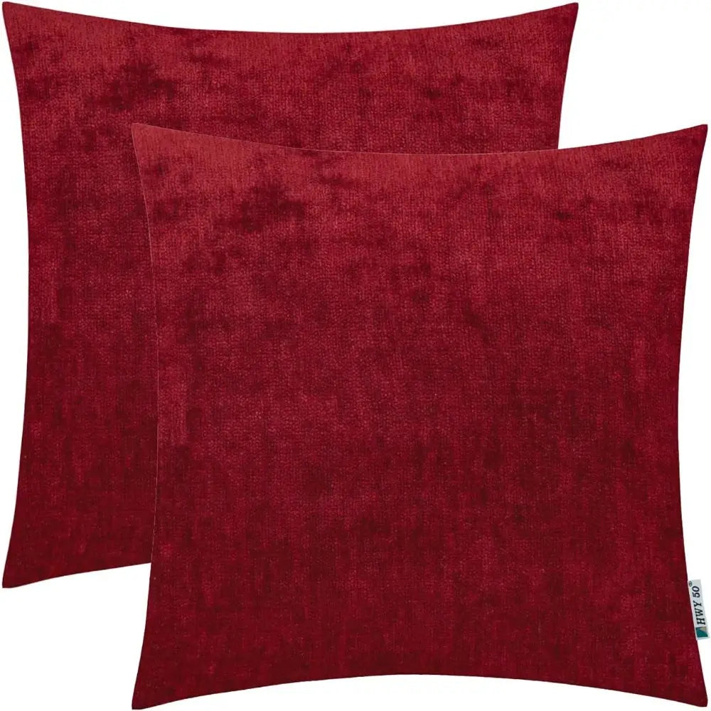 Wine Red Burgundy Decorative Throw Pillow Covers Set, 18X18 Inches, for Couch, Sofa, Living Room, Bed, Bedroom. Cashmere Soft, Solid. Pack of 2