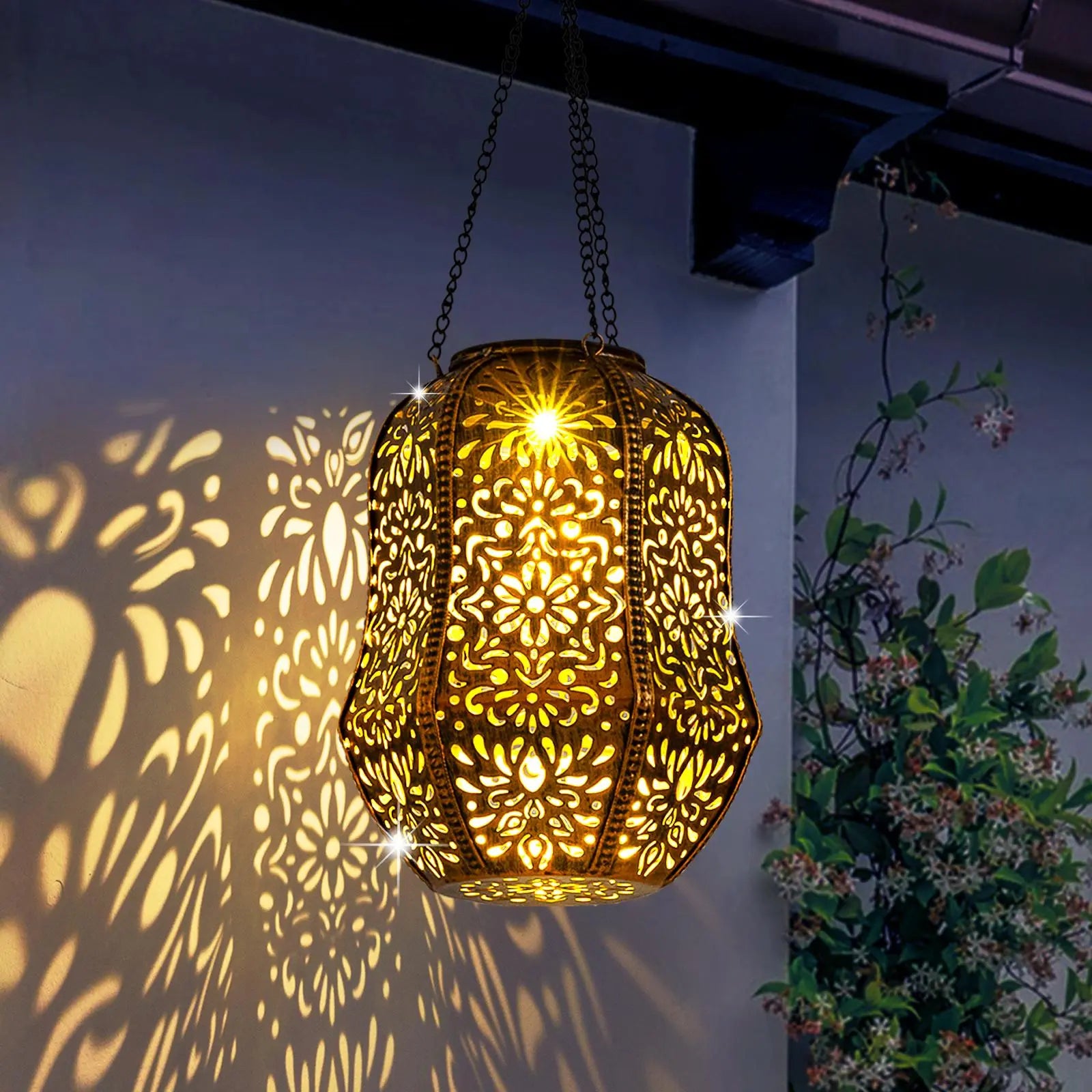Moroccan - Inspired Outdoor Solar Pendant Lights, Waterproof Design, Perfect as Holiday Gifts for Yard Beautification, Adding Charming Ambiance to Your Outdoor Space
