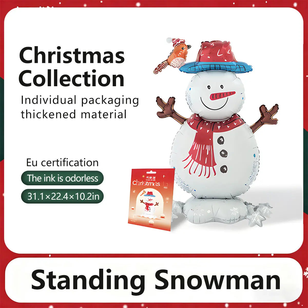 Standing Snowman Foil Balloon Decoration | Christmas Holiday Party Floor Decor Balloon Brands Christmas Decorations