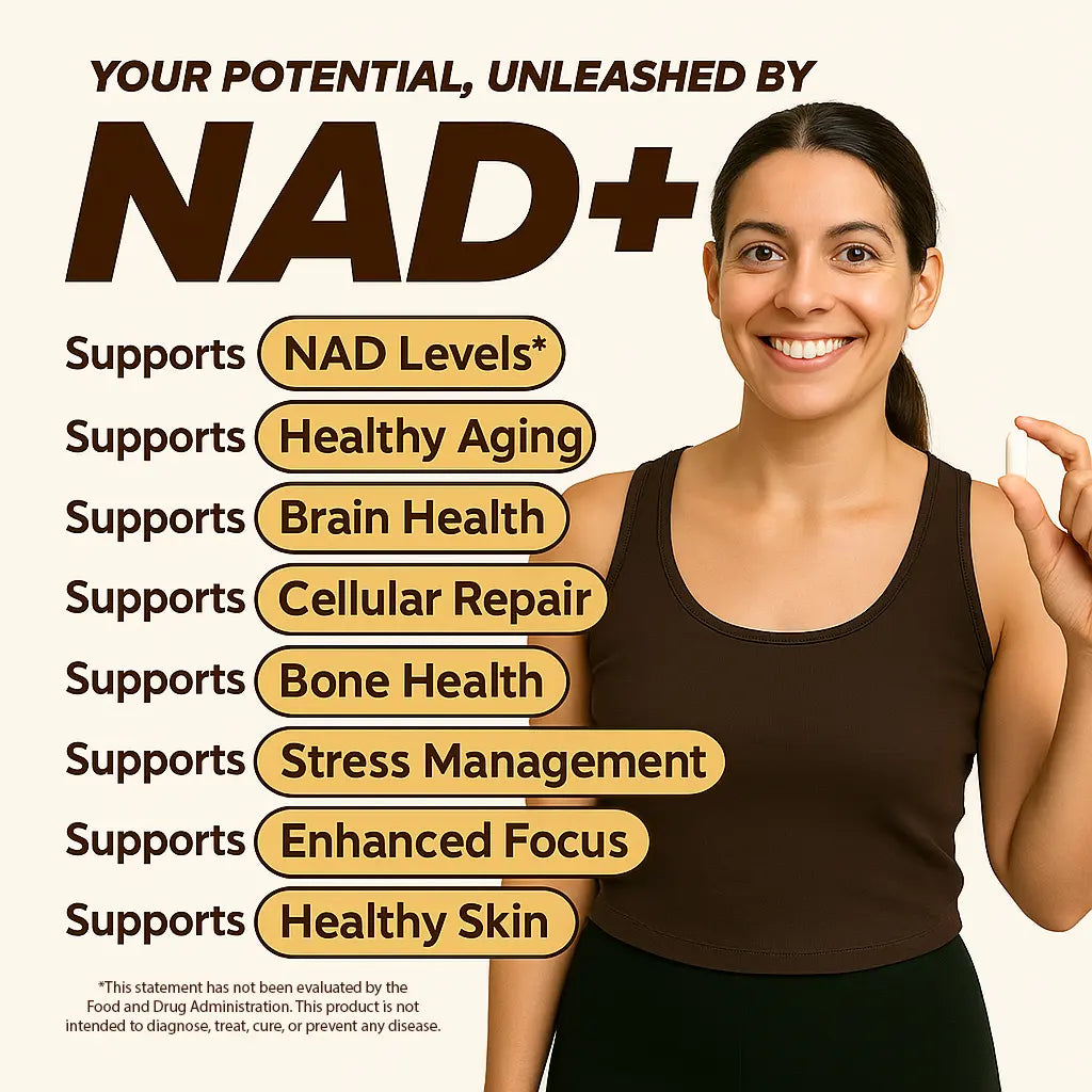Quantum Organics 1400Mg NAD+ Supplement for Skin Aging Support, Boost Energy, and Focus - 60 Count