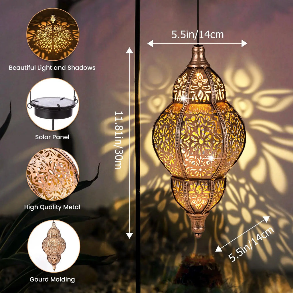 Moroccan - Inspired Outdoor Solar Pendant Lights, Waterproof Design, Perfect as Holiday Gifts for Yard Beautification, Adding Charming Ambiance to Your Outdoor Space