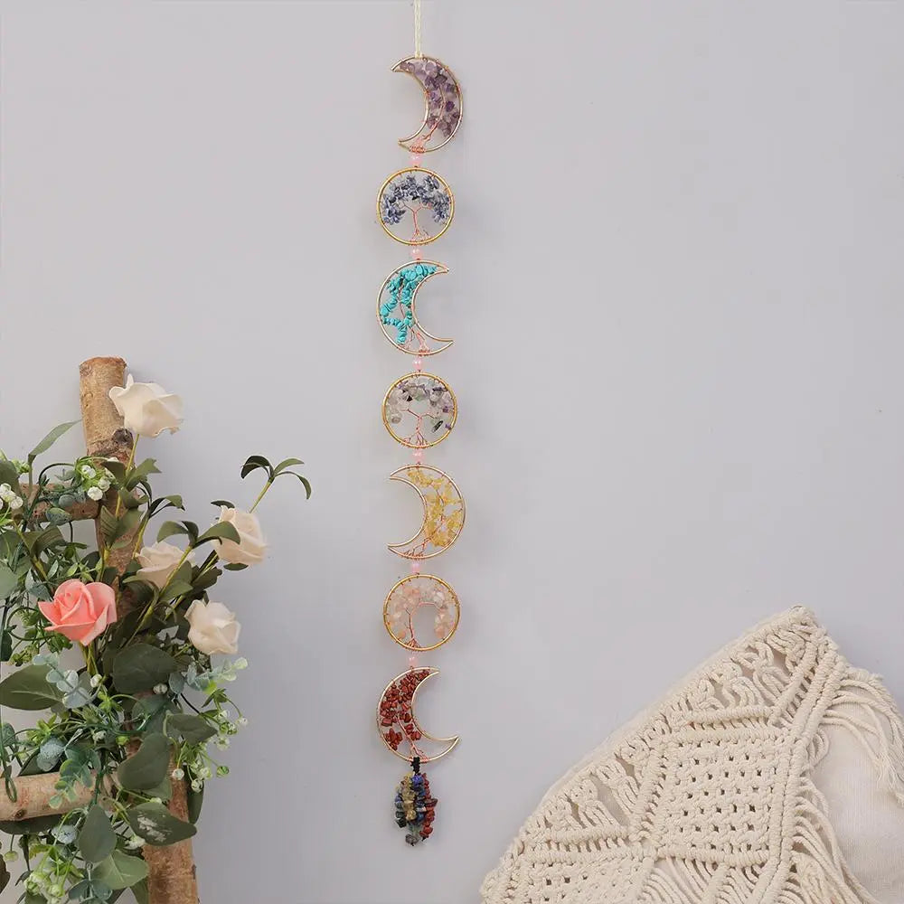 Moon & Tree Design Hanging Decor, 1 Count Artificial Crystal Wind Chime, Wall Hanging Ornament for Home Living Room Bedroom Dining Room Decor, Gifts for Men, Bedroom Decor