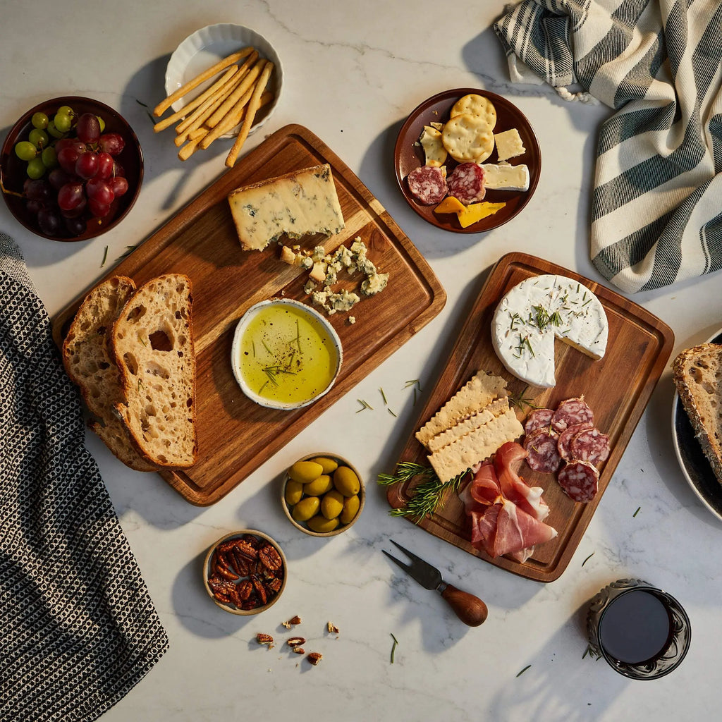 Doheny Duo Wooden Board Platter Small - Serving Board for Cooking & Home Use, Modern Kitchenware, Featuring Wooden Texture