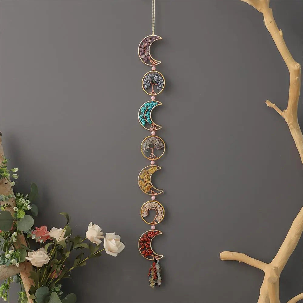 Moon & Tree Design Hanging Decor, 1 Count Artificial Crystal Wind Chime, Wall Hanging Ornament for Home Living Room Bedroom Dining Room Decor, Gifts for Men, Bedroom Decor