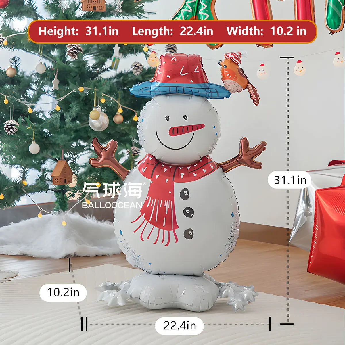 Standing Snowman Foil Balloon Decoration | Christmas Holiday Party Floor Decor Balloon Brands Christmas Decorations