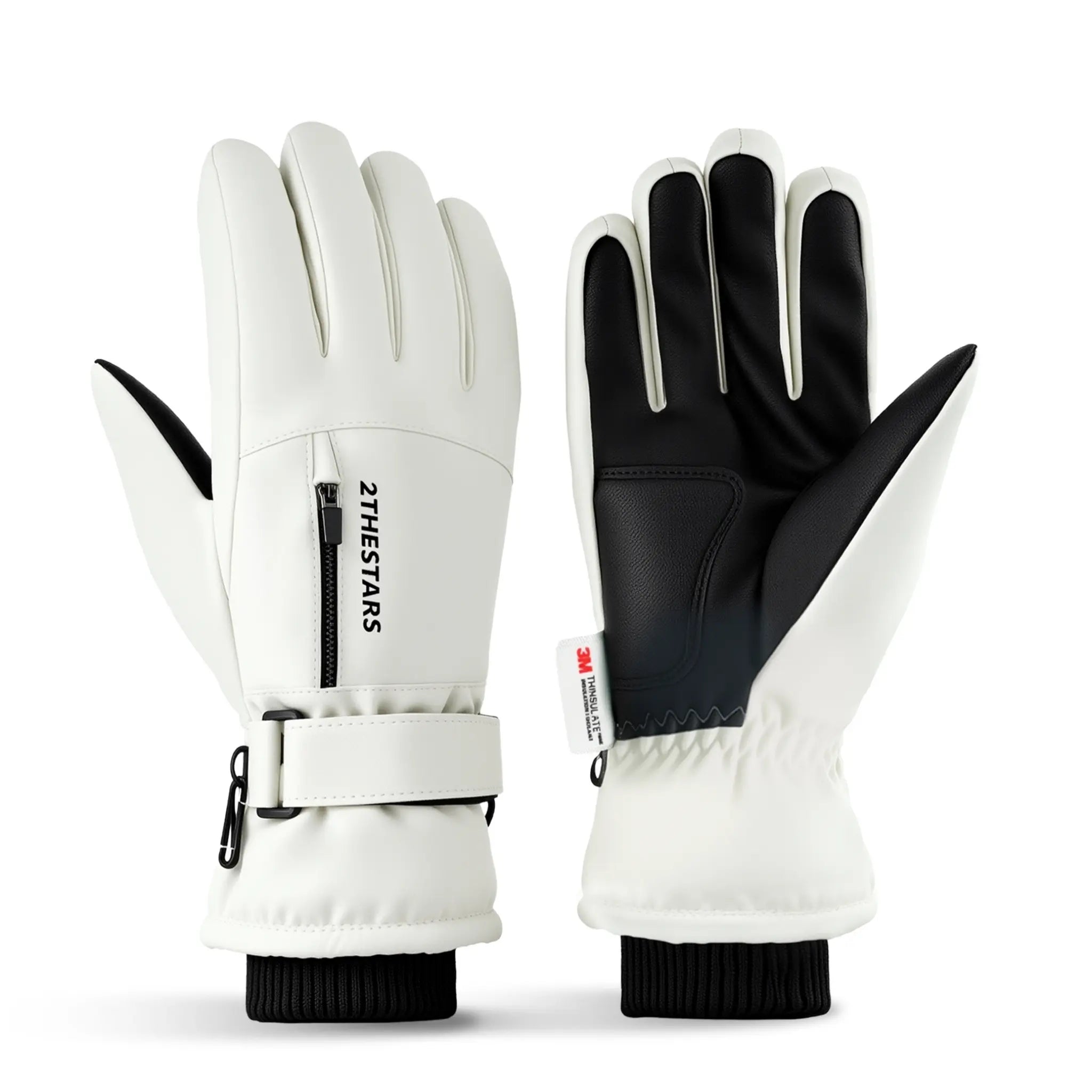2THESTARS Pro Ski Gloves, 3M Thinsulate Insulated Double-Layer Waterproof, Touchscreen Snow Gloves for Skiing, Winter Cycling