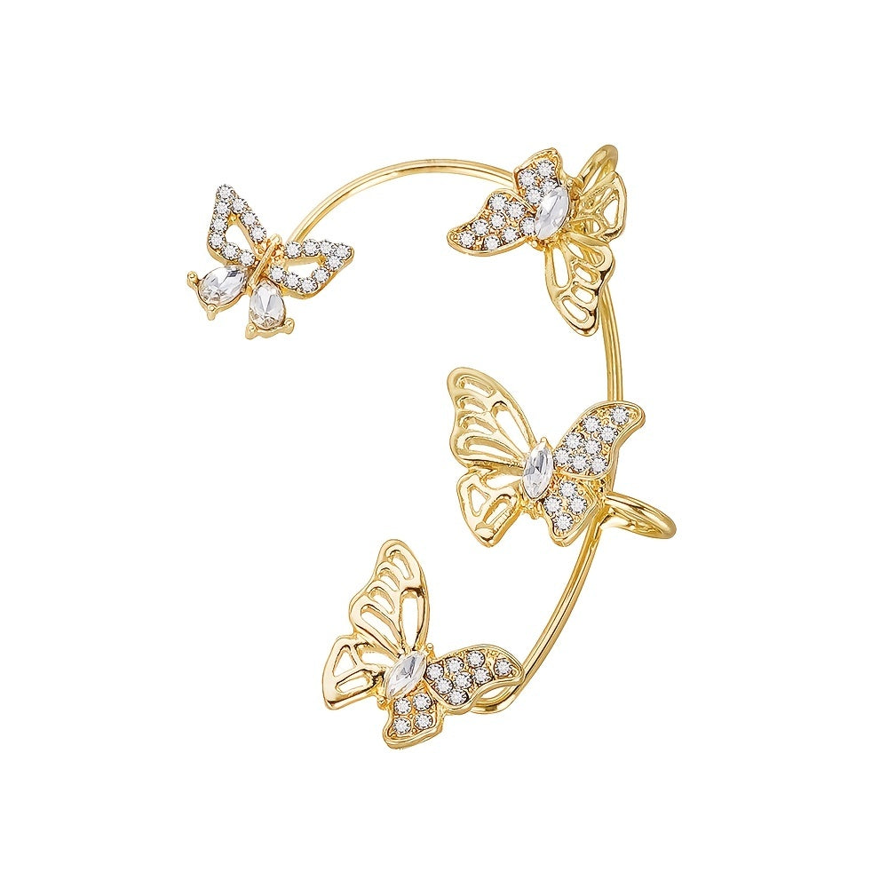 Elegant Butterfly Ear Clips | No-Piercing, All-Season, Plated K, Glass Mosaic, By Yugeweer