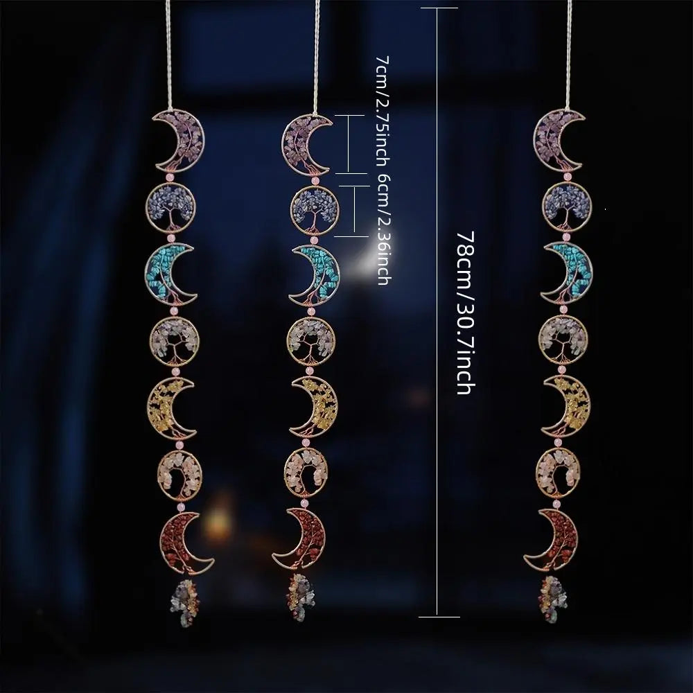 Moon & Tree Design Hanging Decor, 1 Count Artificial Crystal Wind Chime, Wall Hanging Ornament for Home Living Room Bedroom Dining Room Decor, Gifts for Men, Bedroom Decor