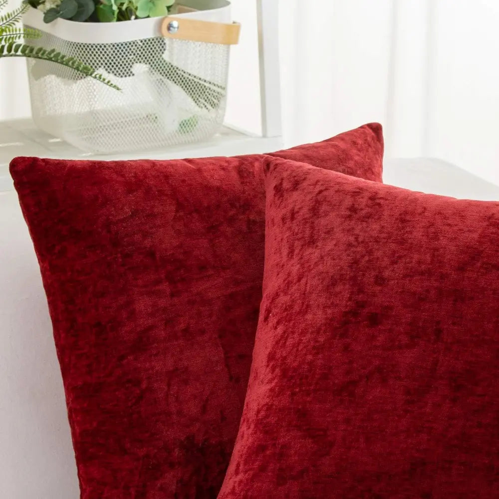 Wine Red Burgundy Decorative Throw Pillow Covers Set, 18X18 Inches, for Couch, Sofa, Living Room, Bed, Bedroom. Cashmere Soft, Solid. Pack of 2