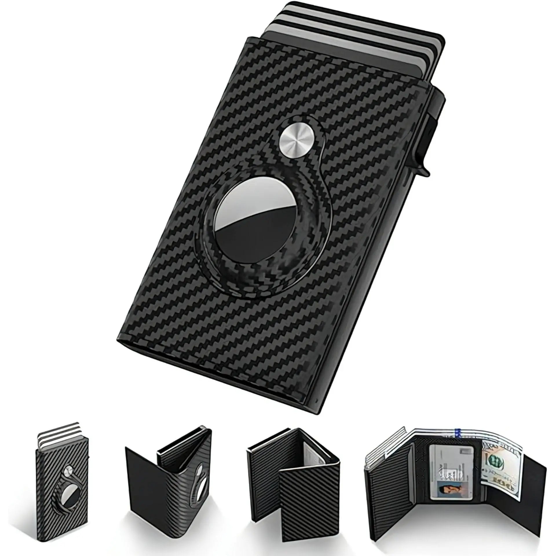 Men'S Slim Wallet Card Holder PU Leather RFID Blocking Bifold with ID Window & Cash Slot Ergonomic Design for 9-14 Cards