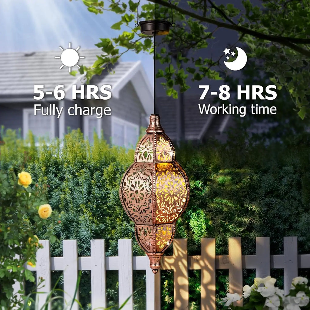 Moroccan - Inspired Outdoor Solar Pendant Lights, Waterproof Design, Perfect as Holiday Gifts for Yard Beautification, Adding Charming Ambiance to Your Outdoor Space