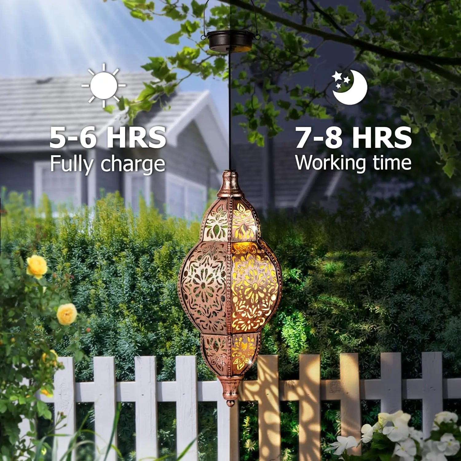 Moroccan - Inspired Outdoor Solar Pendant Lights, Waterproof Design, Perfect as Holiday Gifts for Yard Beautification, Adding Charming Ambiance to Your Outdoor Space