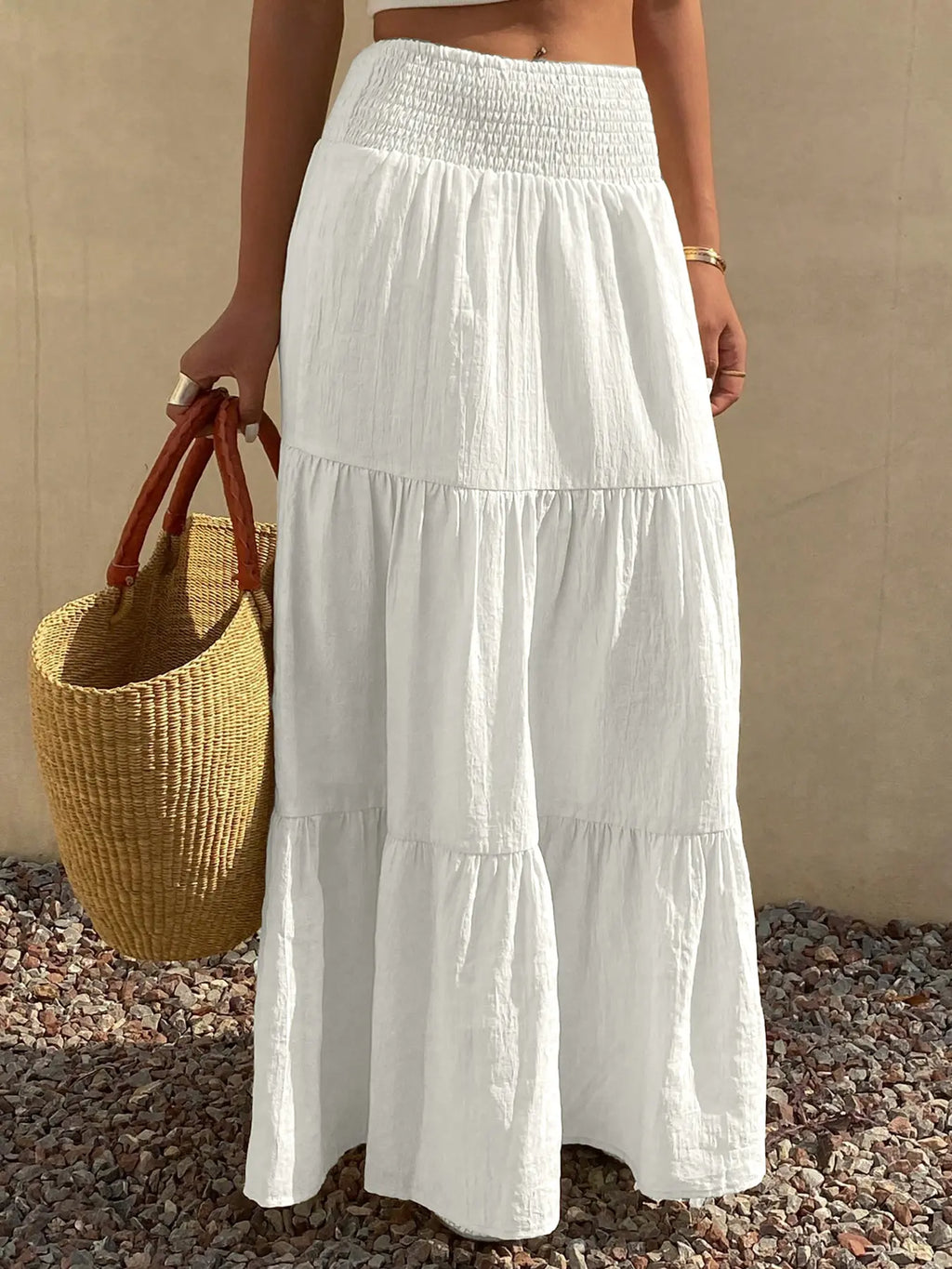 Women'S Multi-Layer Skirt, Romantic Bohemian Style, Casual Comfortable Fit, All Season Wear, Perfect for Commuting and Vacation