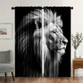 Artistic Lion Portrait Curtains, Polyester Fabric, Half Light Blocking, Rod Pocket, Bedroom Living Room Office Decor, Window Curtain