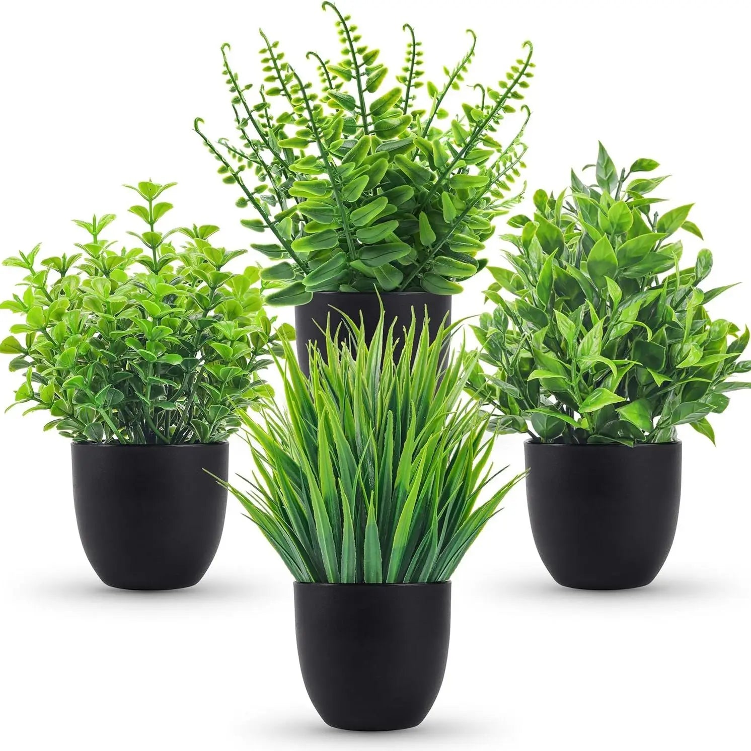 Artificial Potted Plant, 4 Counts/Set Fake Potted Plant, Faux Decorative Indoor Plant for Home Office Desktop Decor, Home Decor Supplies, Room Decor, Artificial Trees, Garden Decoration, Decoration Items, Artificial Plants, Artificial Ferns