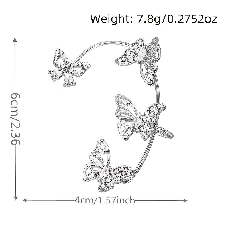 Elegant Butterfly Ear Clips | No-Piercing, All-Season, Plated K, Glass Mosaic, By Yugeweer