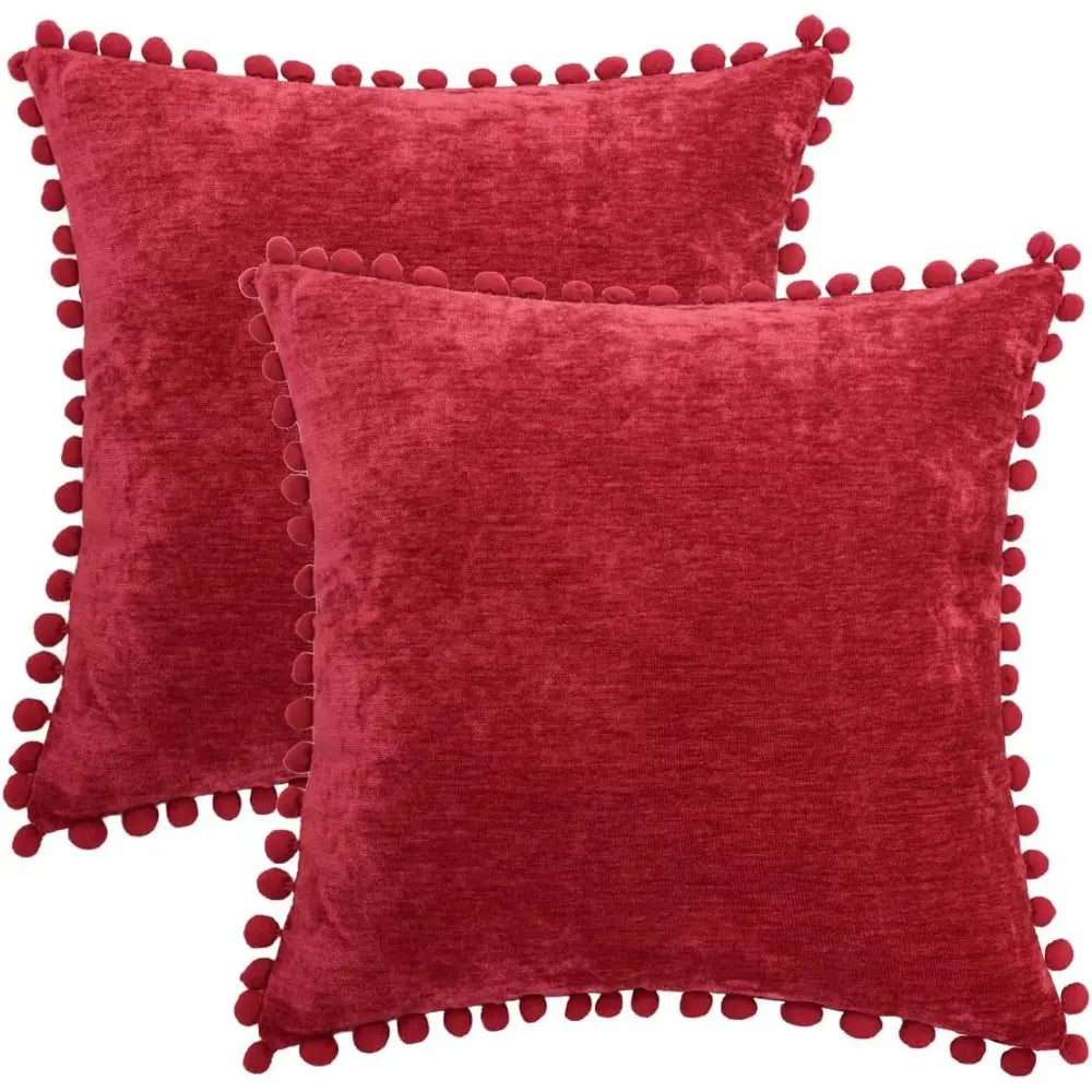 Wine Red Burgundy Decorative Throw Pillow Covers Set, 18X18 Inches, for Couch, Sofa, Living Room, Bed, Bedroom. Cashmere Soft, Solid. Pack of 2