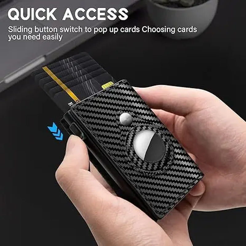 Men'S Slim Wallet Card Holder PU Leather RFID Blocking Bifold with ID Window & Cash Slot Ergonomic Design for 9-14 Cards