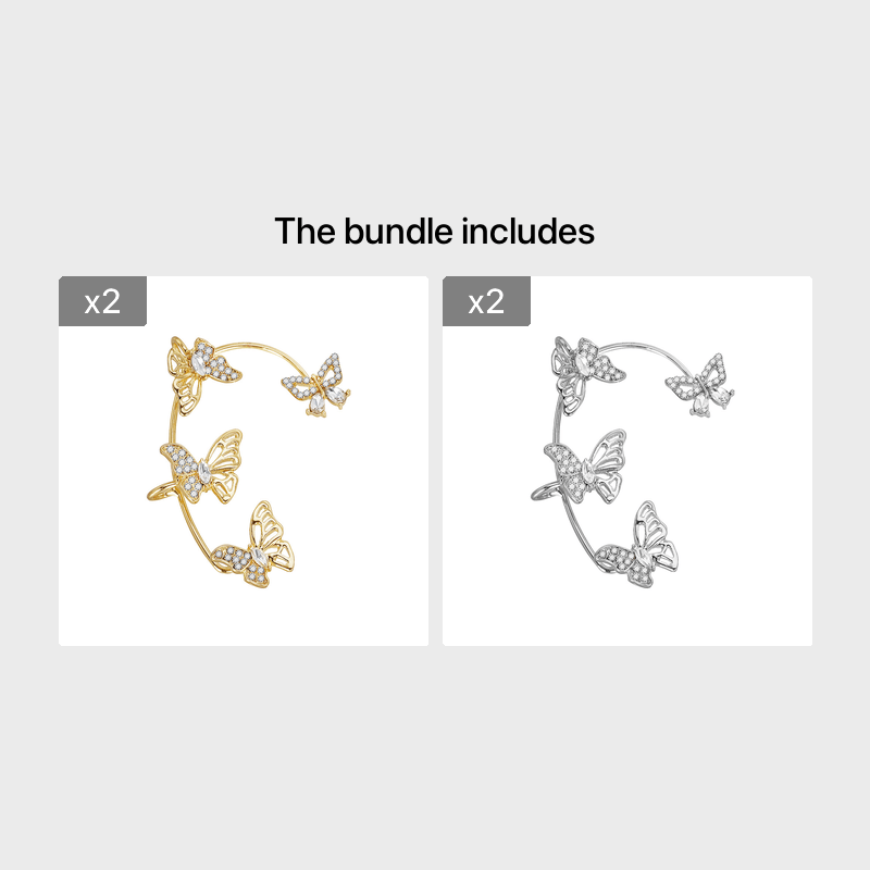 Elegant Butterfly Ear Clips | No-Piercing, All-Season, Plated K, Glass Mosaic, By Yugeweer