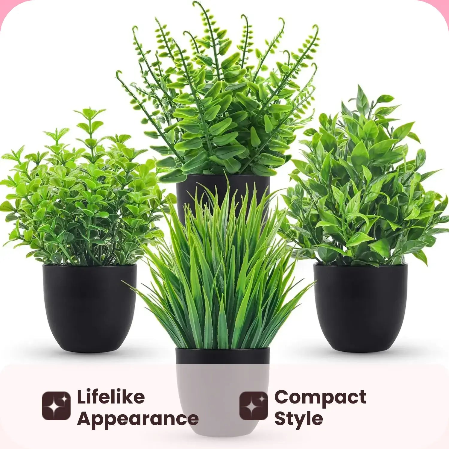 Artificial Potted Plant, 4 Counts/Set Fake Potted Plant, Faux Decorative Indoor Plant for Home Office Desktop Decor, Home Decor Supplies, Room Decor, Artificial Trees, Garden Decoration, Decoration Items, Artificial Plants, Artificial Ferns