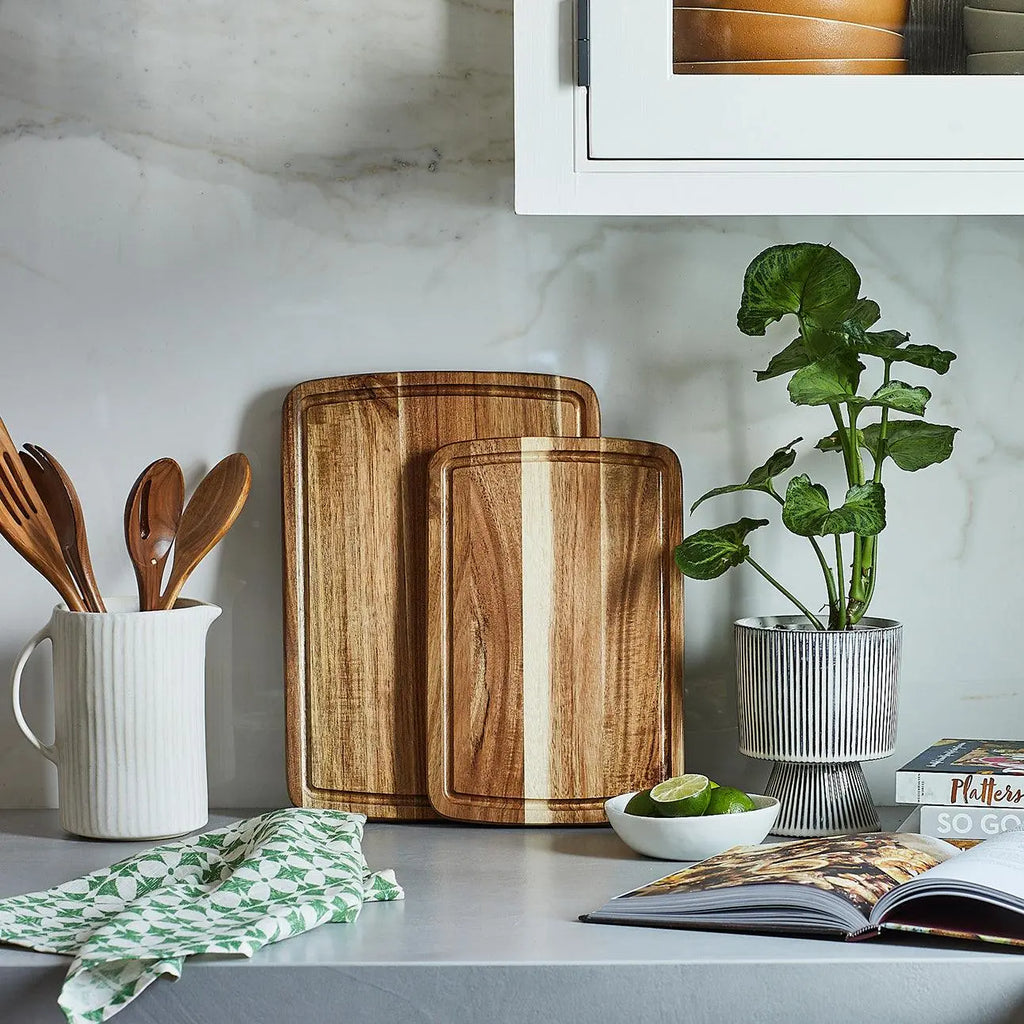 Doheny Duo Wooden Board Platter Small - Serving Board for Cooking & Home Use, Modern Kitchenware, Featuring Wooden Texture