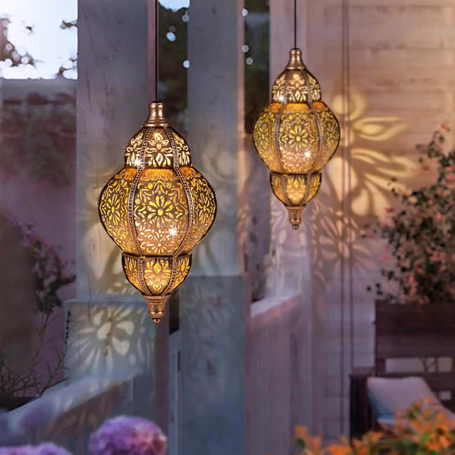 Moroccan - Inspired Outdoor Solar Pendant Lights, Waterproof Design, Perfect as Holiday Gifts for Yard Beautification, Adding Charming Ambiance to Your Outdoor Space