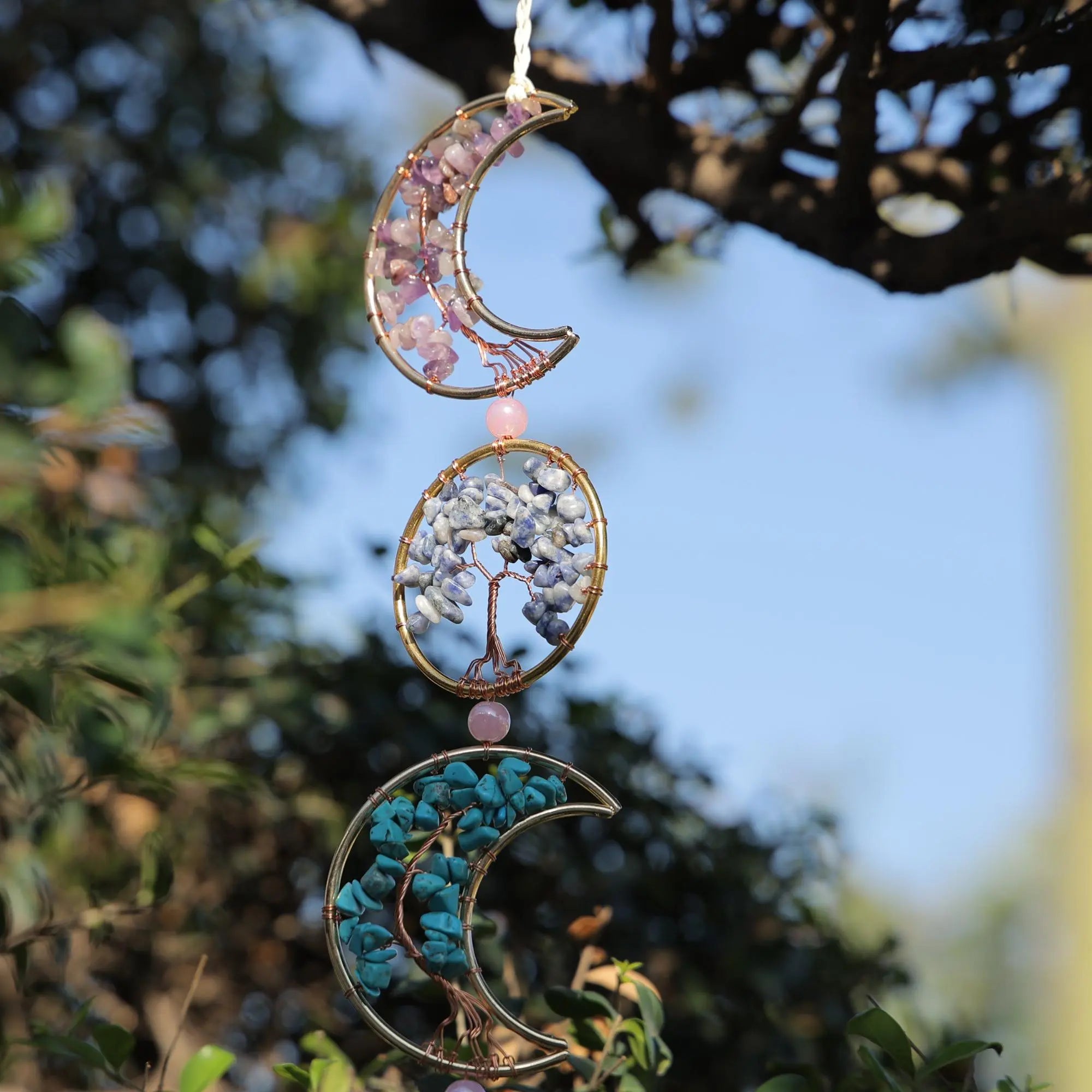 Moon & Tree Design Hanging Decor, 1 Count Artificial Crystal Wind Chime, Wall Hanging Ornament for Home Living Room Bedroom Dining Room Decor, Gifts for Men, Bedroom Decor