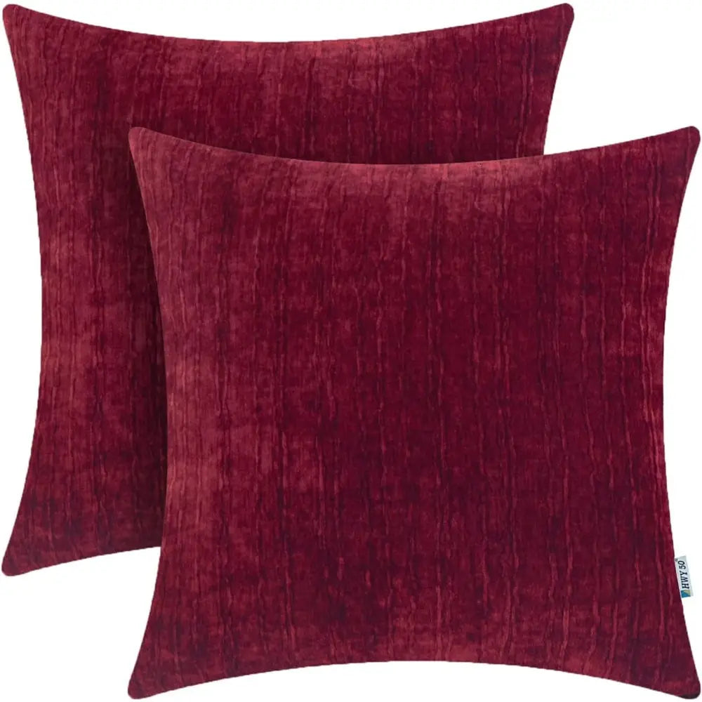 Wine Red Burgundy Decorative Throw Pillow Covers Set, 18X18 Inches, for Couch, Sofa, Living Room, Bed, Bedroom. Cashmere Soft, Solid. Pack of 2