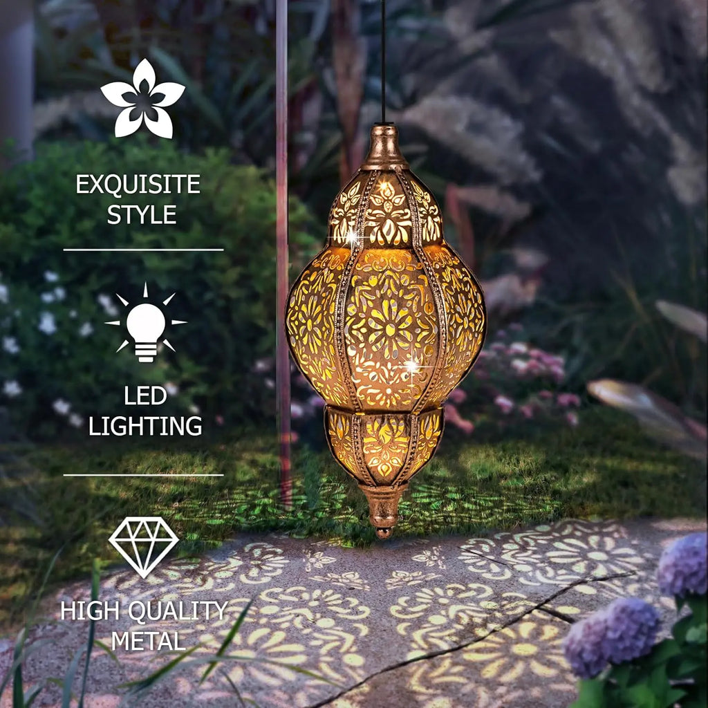 Moroccan - Inspired Outdoor Solar Pendant Lights, Waterproof Design, Perfect as Holiday Gifts for Yard Beautification, Adding Charming Ambiance to Your Outdoor Space