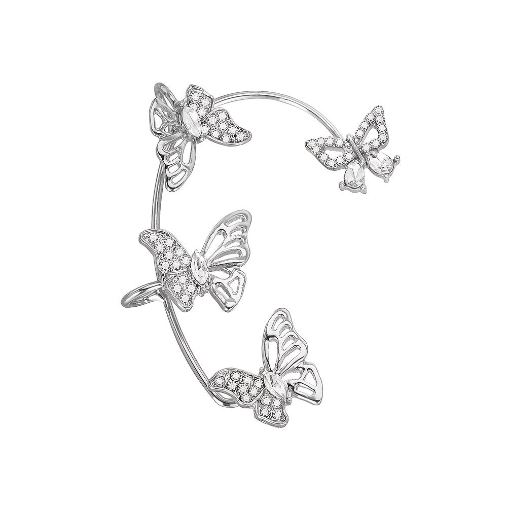 Elegant Butterfly Ear Clips | No-Piercing, All-Season, Plated K, Glass Mosaic, By Yugeweer