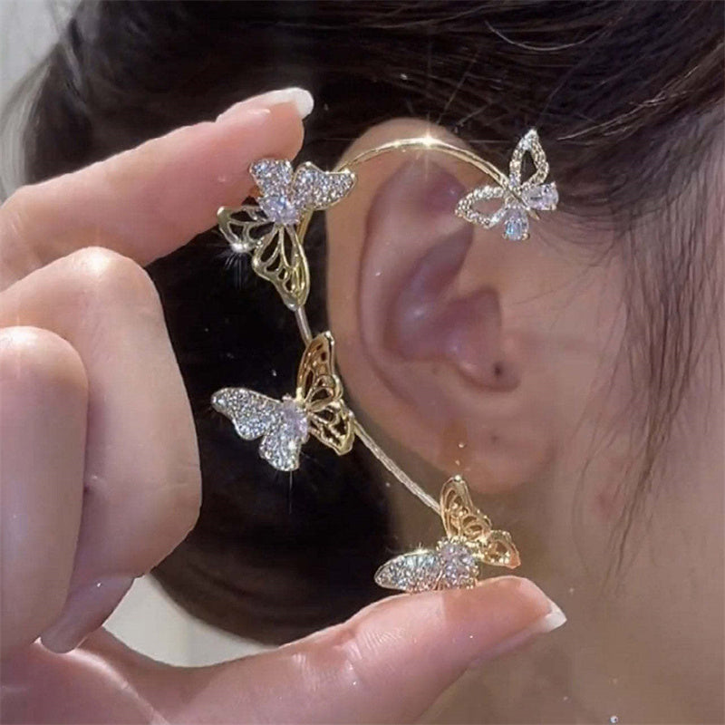 Elegant Butterfly Ear Clips | No-Piercing, All-Season, Plated K, Glass Mosaic, By Yugeweer