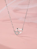 S999 Sterling Silver Heart Shaped Pendant Necklace with Box, Artificial Zircon Decor Necklace for Women, Elegant Jewelry for Party, Daily Decor, Exquisite Jewelry for Birthday Gift