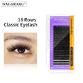 NAGARAKU 16Rows Classic Individual Eyelash Extension Lashes Matte Black Professional Soft Natural