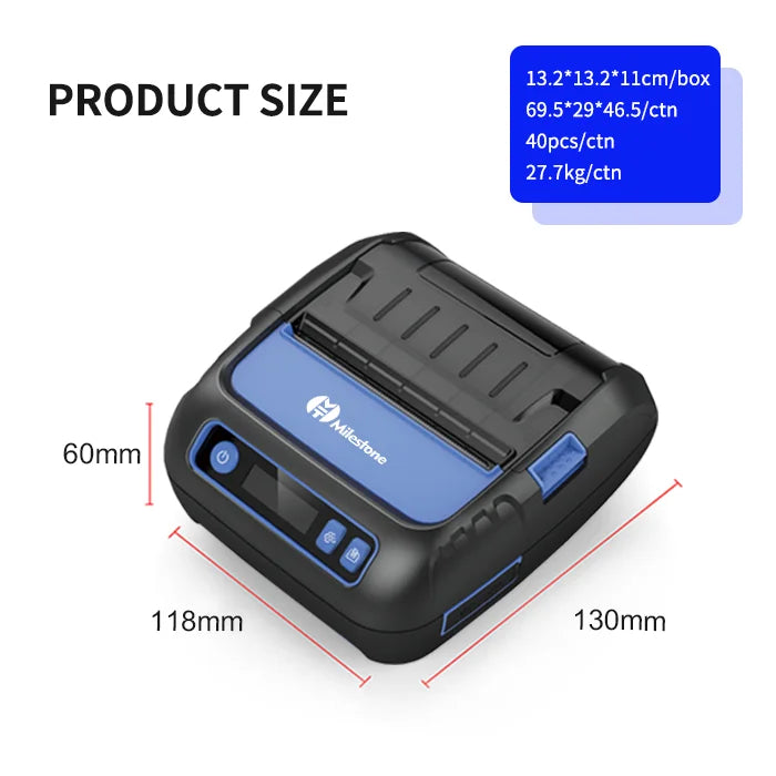 MHT-P80F Portable Portatif  Mini Imprimante Thermique De Ticket Imprimante Thermique Barcode Sticker
