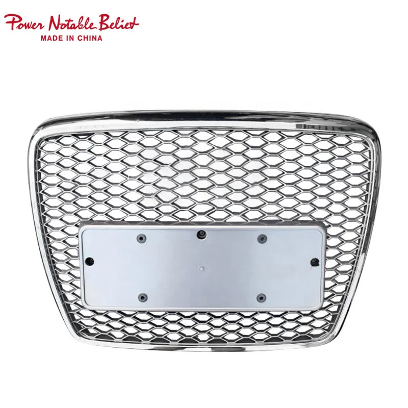 Best Sale Car A6 S6 Front Bumper Black Chrome Grill RS6 Look Honeycomb Grill for Audi A6 S6 C6 2009 2010 2011