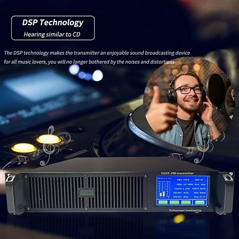 [US] Touch Screen 1500W FM Transmitter for School, Church, Radio Stations 1.5KW Stereo Broadcast Equipment