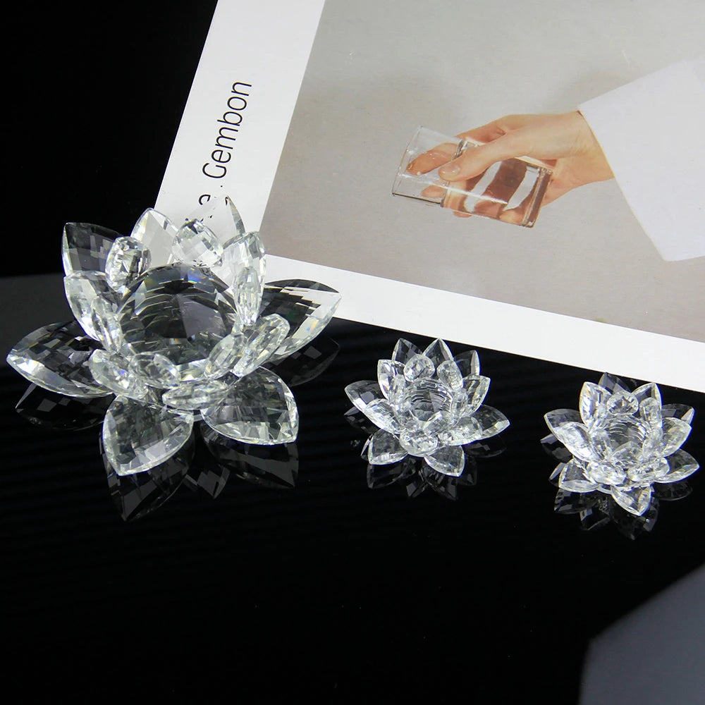 60mm-200mm Crystal Swan Lotus Glass Character Town Paper Ornament Feng Shui Decorative Collection Ornament Decoration