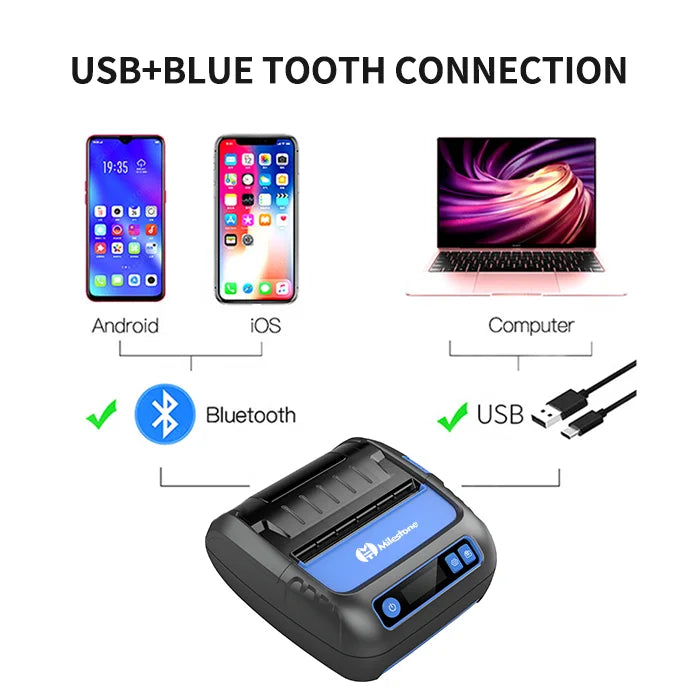 MHT-P80F Portable Portatif  Mini Imprimante Thermique De Ticket Imprimante Thermique Barcode Sticker