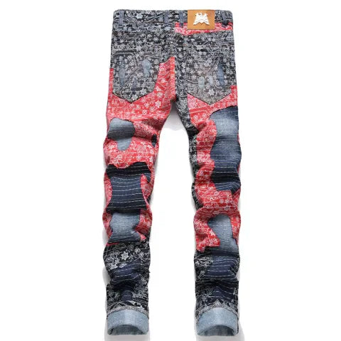 Custom OEM Denim Distressed Streetwear Ripped Casual Straight Stretch Fashion Jeans