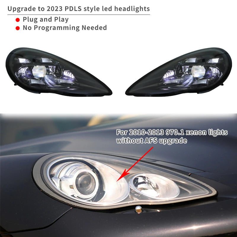 [1979ll] Plug and Play 2009 2011 2010 2013 970 Car Lights Upgrade to 2023 PDLS Led Headlights for Porsche Panamera S 970 970.1
