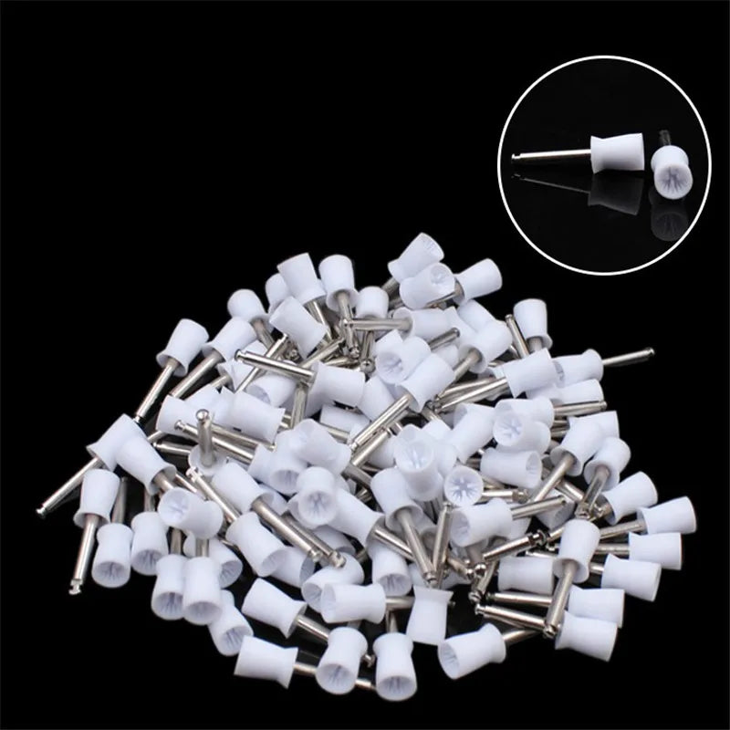 100PCS/Box Dentistry Polishing Cup Tooth Polish Rubber Brush Polisher Prophy Cup For Low Speed Handpiece Dental Lab Material
