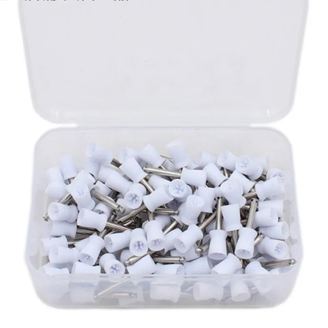 100PCS/Box Dentistry Polishing Cup Tooth Polish Rubber Brush Polisher Prophy Cup For Low Speed Handpiece Dental Lab Material