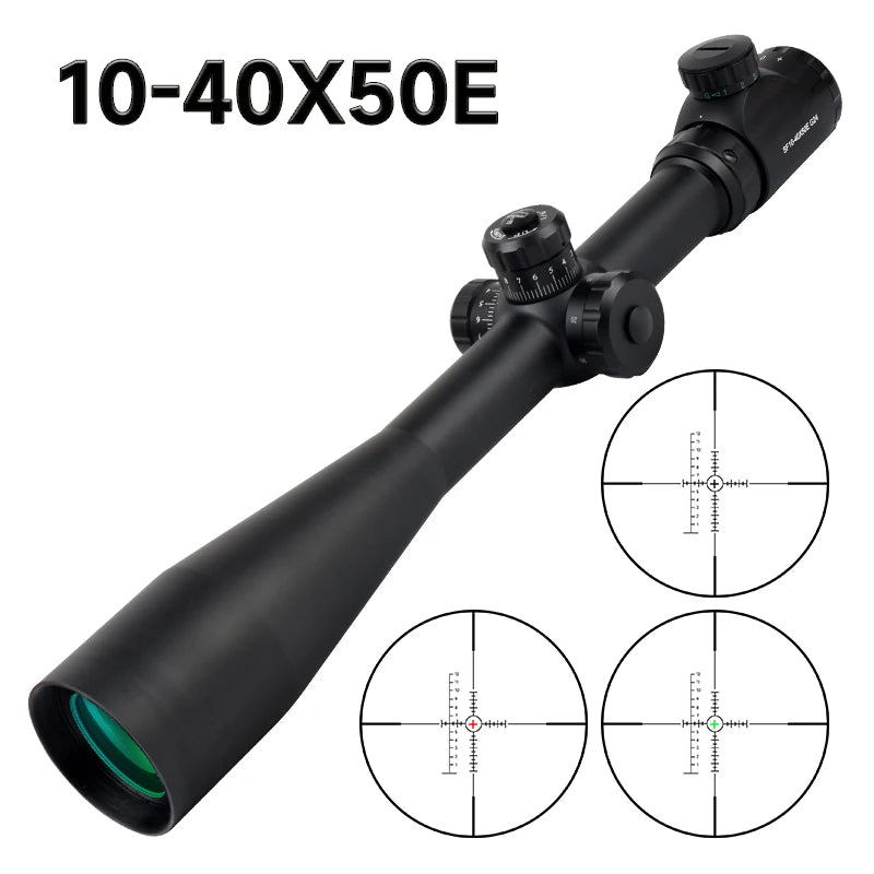 SYQT 10-40X50 SFP Optic Sight Tactical Side Wheel Parallax Adjustable Hunting Optics with Accessories for Hunting