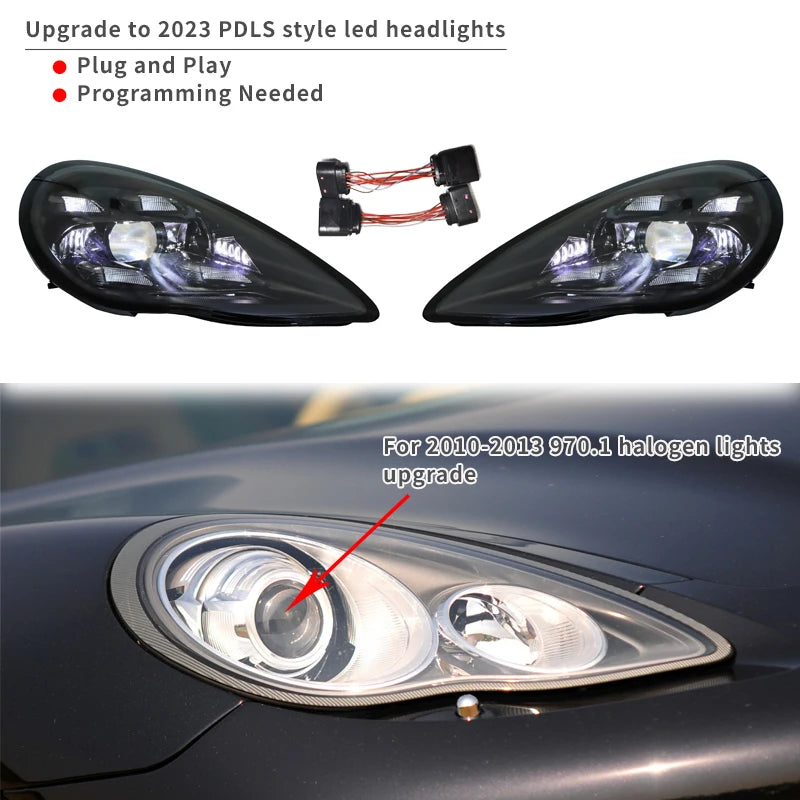 [1979ll] Plug and Play 2009 2011 2010 2013 970 Car Lights Upgrade to 2023 PDLS Led Headlights for Porsche Panamera S 970 970.1
