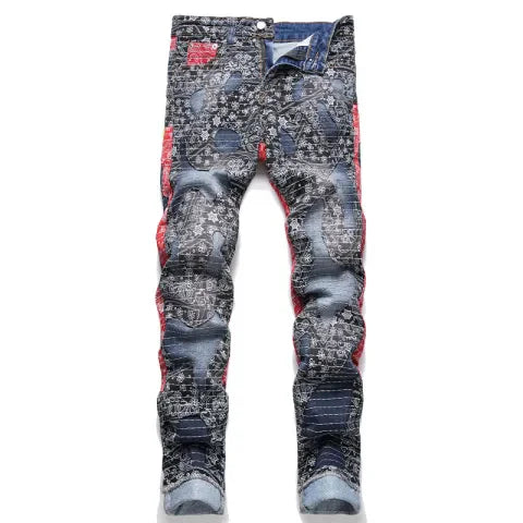 Custom OEM Denim Distressed Streetwear Ripped Casual Straight Stretch Fashion Jeans