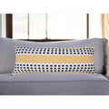HMS 20\" Soft Fabric Throw Pillow Black Gray White Embroidered Leaves Square Print Foam Filled for Living Bedroom Outdoor Use