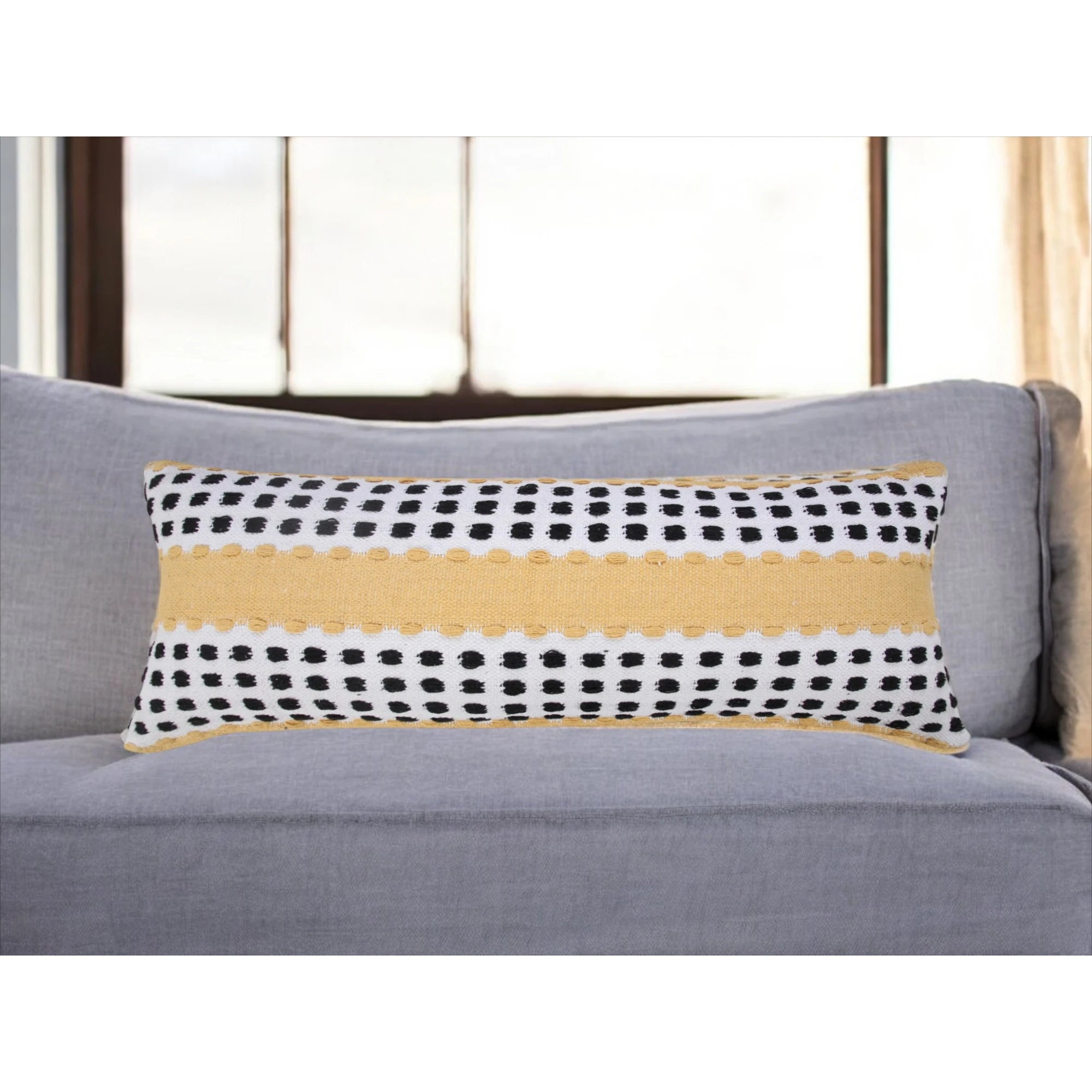 HMS 20\" Soft Fabric Throw Pillow Black Gray White Embroidered Leaves Square Print Foam Filled for Living Bedroom Outdoor Use