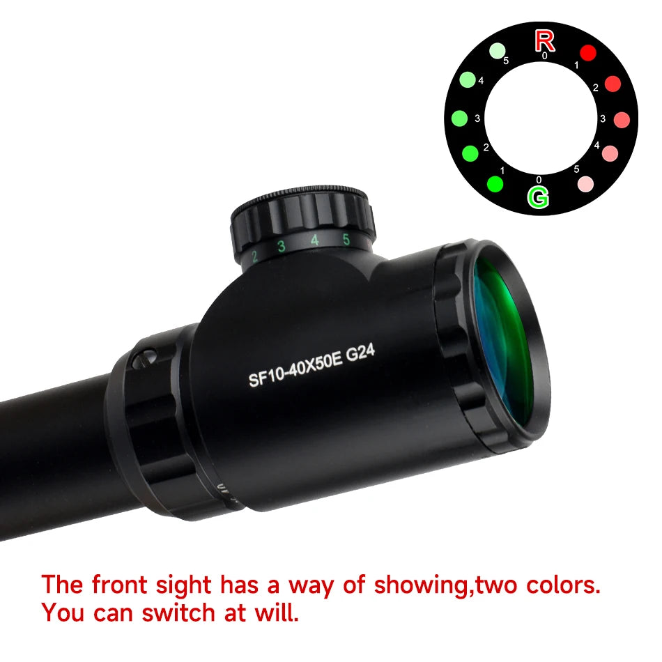SYQT 10-40X50 SFP Optic Sight Tactical Side Wheel Parallax Adjustable Hunting Optics with Accessories for Hunting