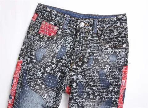 Custom OEM Denim Distressed Streetwear Ripped Casual Straight Stretch Fashion Jeans